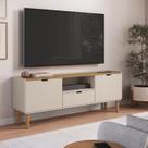 Rack 180cm 2 Portas 1 Gaveta Orgânico Pé Madeira Aura