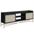 Rack 2 Portas Oslo Artesano 183 cm (largura) MDP Nero Palha Sintética Bege Pé Metal Dourado