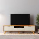 Rack 3 Gavetas Moderno 2,20m - Viena-Naturale/Off White - Mavau Móveis