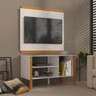 Rack 32 Polegadas Com 3 Prateleiras E Painel 90cm Asteca - Branco E Cedro Branco E Cedro