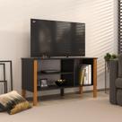 Rack 43 Polegadas 90cm Com 3 Prateleiras Asteca - Preto E Cedro