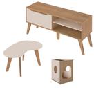 Rack 60 Pol Mesa Centro E Apoio Sala Lop4 Carvalho Off White Arly