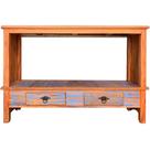 Rack Aparador 120x40x80cm 2 Gavetas Madeira de Demolição com Pátina