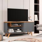 Rack Aparador Sala Moderno TV Ate 43 Polegadas Hector Cor - Cinza / Nature - MJM Casa dos Móveis