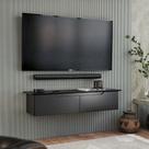 Rack Aparador Suspenso Preto EJ Móveis