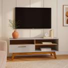 Rack Aparador TV Compacto Sala Quarto Pés De Madeira Super Resistente