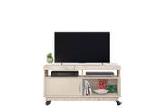 Rack Artur para TV 1,21m com Rodízios e Nichos Organizadores Calacata Off White Liberty Móveis