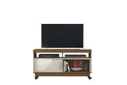 Rack Artur para TV 1,21m com Rodízios e Nichos Organizadores Naturale Off White Liberty Móveis