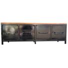 Rack Baixo de Ferro e Madeira - Estilo Industrial com 4 Gavetas
