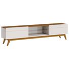 Rack Bancada 2 Gavetas 218cm Amy Off White/Freijó G29 - Gran Belo