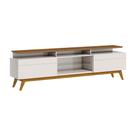 Rack Bancada 2 Gavetas com Nicho 180cm Amy Off White/Freijó G29 - Gran Belo