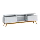 Rack Bancada 2 Gavetas com Nicho 218cm Amy Branco Acetinado G29 - Gran Belo