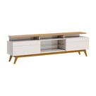 Rack Bancada 2 Gavetas com Nicho 218cm Amy Off White/Nature G29 - Gran Belo