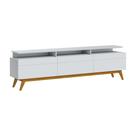 Rack Bancada 3 Gavetas com Nicho 180cm Amy Branco Acetinado G29 - Gran Belo
