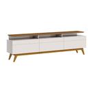 Rack Bancada 3 Gavetas com Nicho 180cm Amy Off White/Freijó G29 - Gran Belo