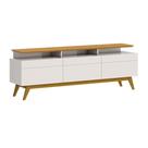 Rack Bancada 3 Gavetas com Nicho 180cm Amy Off White/Nature G29 - Gran Belo