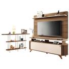 Rack Bancada Alba Com Painel Curv Com Aparador Infinity Castanho Off White Hb Móveis
