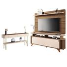 Rack Bancada Alba Com Painel Curv Com Aparador Vivant Castanho Off White Hb Móveis