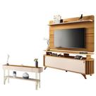 Rack Bancada Alba Com Painel Curv Com Aparador Vivant Cinamomo Off White Hb Móveis
