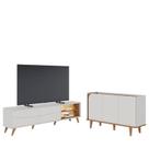 Rack Bancada Amalfi com Pés em Madeira e Aparador Buffet Jurerê Off White Matte Freijó - Colibri