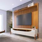 Rack Bancada Ambiene Studio com Painel para TV Loft 1.8 Off White Nature - Imcal