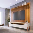Rack Bancada Ambiente Studio Com Painel Para Tv Loft 2.2 Off White Nature - Imcal