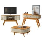 Rack Bancada Atlanta e Aparador Estoril com Mesa de Centro Indianápolis Cumaru Opala Madetec