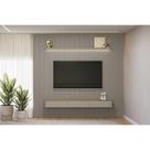 Rack Bancada c/ Painel p/ TV até 100 Pol Modular 3.0 Ripado 3 Porta. 1 Prat. 2.97x2,50cm Tauari/Gris Fosco - Linea Brasil
