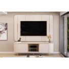 Rack Bancada c/ Painel p/ TV até 65 Pol Adele Led e Nichos 180x189cm Off White - DJ Móveis