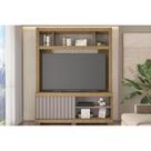 Rack Bancada c/ Painel p/ TV até 65 Pol Cinne Ripado Pés 160x203cm Lamina Mel/Cacao - Caemmun