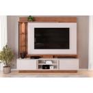 Rack Bancada c/ Painel p/ TV até 70 Polegadas Martino Prateleira Nichos e Rodapé 200x185cm Freijó/Off White - DJ Móveis