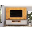 Rack Bancada c/ Painel p/ TV até 75 Pol Areta Led e Nicho 218x189cm Cedro/Bali - DJ Móveis