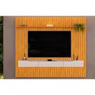 Rack Bancada c/Painel p/TV até 85 Polegadas Pratic Ripado Prateleira 250x240cm Cedro - DJ Móveis