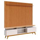 Rack Bancada Classic 2 Gavetas com Nicho e Painel para TV Suspenso Ripado Loft 2.2 Off White Nature - Imcal