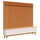 Rack Bancada Classic 3 Gavetas com Painel para TV Suspenso Ripado Loft 2.2 Off White Nature - Imcal
