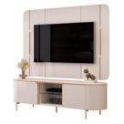Rack Bancada Com Painel Led Para Tv Até 65 Polegadas 1,80m Adem Off White