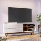 Rack Bancada Decorativa 180cm Sancho Off White/Freijó G73 - Gran Belo Rack Bancada Decorativa 180cm Sancho Off White/Freijó G73 - Gran Belo