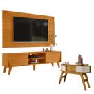 Rack Bancada E Painel Para TV Duna Cinamomo com Aparador Estoril Cinamomo Off White - Madetec