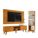 Rack Bancada E Painel Para TV Duna Cinamomo com Cristaleira Marina Cinamomo Off White - Madetec