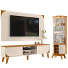 Rack Bancada E Painel Para TV Duna com Cristaleira Marina Cinamomo Off White - Madetec