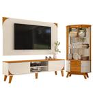 Rack Bancada E Painel Para Tv Duna Com Cristaleira Moss Cinamomo Off White - Madetec