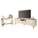 Rack Bancada Elara com Aparador Fiero Off White Champanhe - HB Móveis Rack Bancada Elara com Aparador Fiero Off White Champanhe - HB Móveis