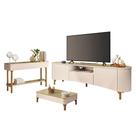 Rack Bancada Elara Com Mesa De Centro Liz E Aparador Fiero Off White Champanhe - Hb Móveis