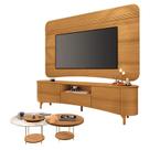 Rack Bancada Elara e Painel Armony Cinamomo com Kit Mesa de Centro Sky Cinamomo - HB Móveis