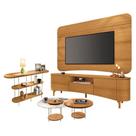 Rack Bancada Elara E Painel Armony Cinamomo Com Kit Mesa De Centro Sky E Aparador Infinity Cinamomo - Hb Móveis