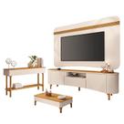 Rack Bancada Elara e Painel Armony com Mesa de Centro Liz e Aparador Fiero Off White Cinamomo - HB Móveis Rack Bancada Elara e Painel Armony com Mesa de Centro Liz e Aparador Fiero Off White Cinamomo - HB Móveis