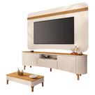 Rack Bancada Elara e Painel Armony com Mesa de Centro Liz Off White Cinamomo - HB Móveis