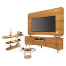 Rack Bancada Elara e Painel Armony com Mesa de Centro Sky com Tampo de vidro e Aparador Infinity Cinamomo - HB Móveis