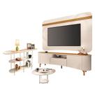 Rack Bancada Elara e Painel Armony com Mesa de Centro Sky com Tampo de vidro e Aparador Infinity Off White - HB Móveis Rack Bancada Elara e Painel Armony com Mesa de Centro Sky com Tampo de vidro e Aparador Infinity Off White - HB Móveis