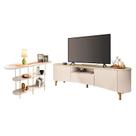 Rack Bancada Elara Off White Champanhe com Aparador Infinity Off White - HB Móveis